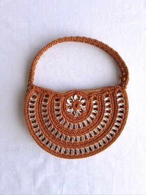 Clutch Handbag Crochet with Pop Tabs Upcycled in Amber Handcrafted
